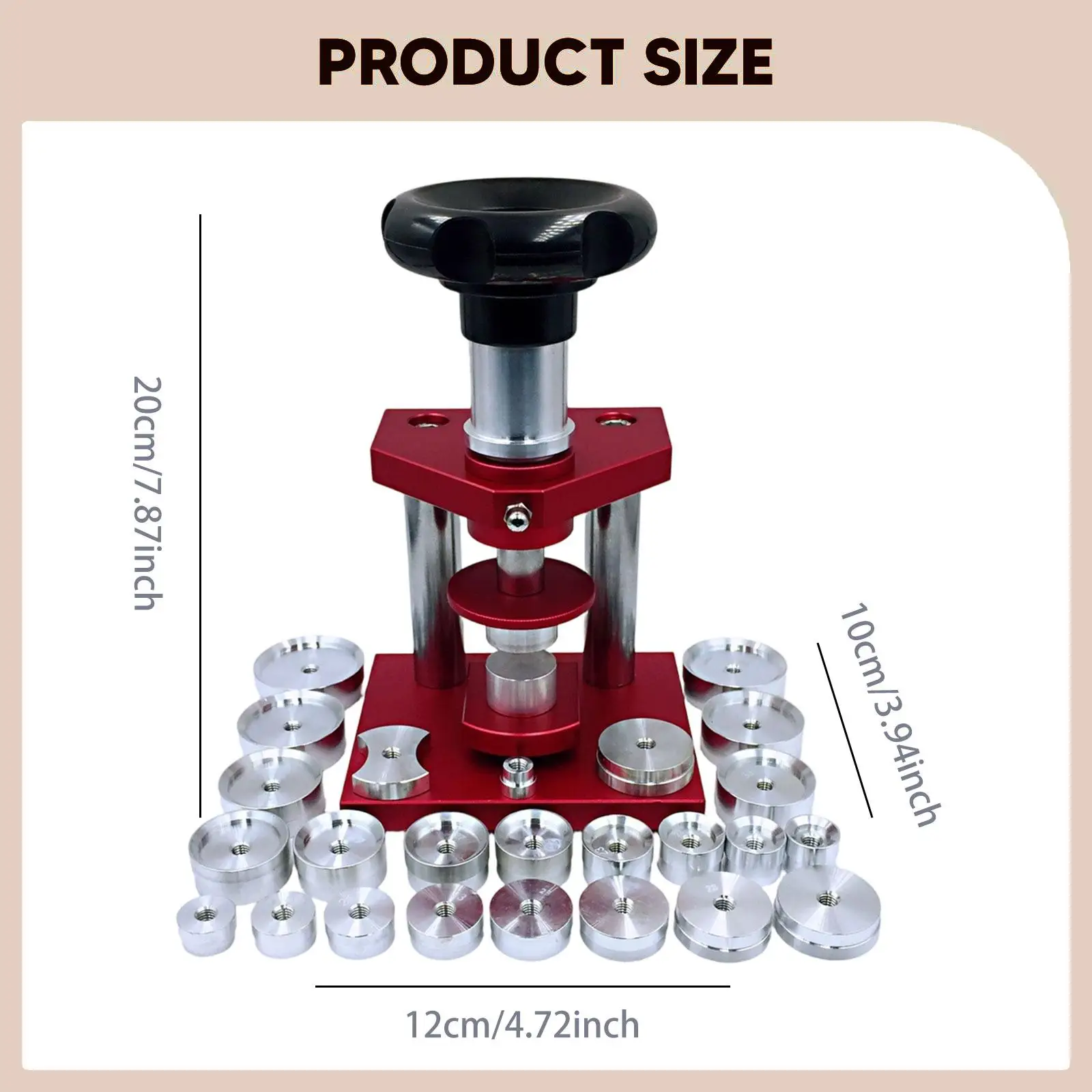 Watch Press Tool Set with Aluminum Dies Efficient Capper Back Closing Machine, Wristwatch Repair Tool for DIY and Shops
