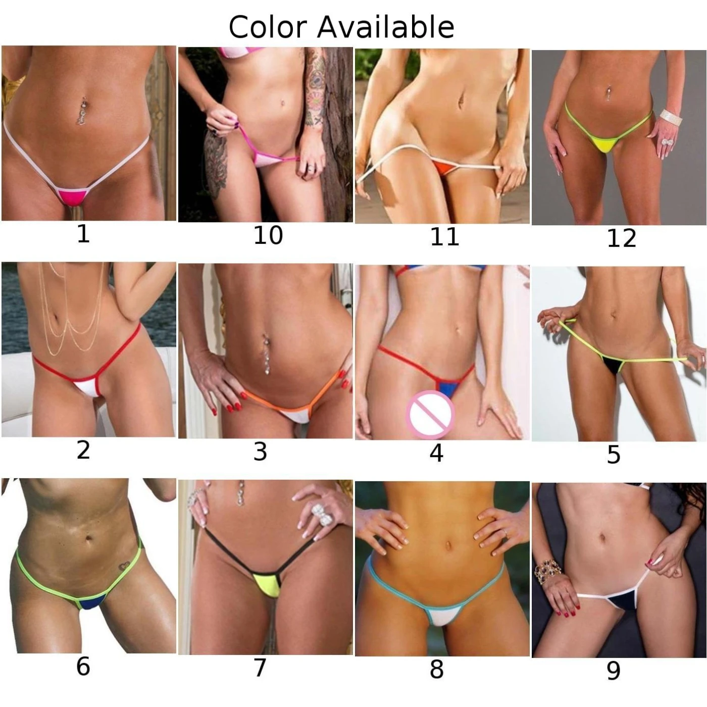 Voor Vakantie Voor Vakantie String Bikini Bottoms Effen Kleur Bikini Merk Nieuwe Conditie Contrasterende Kleuren Patroon