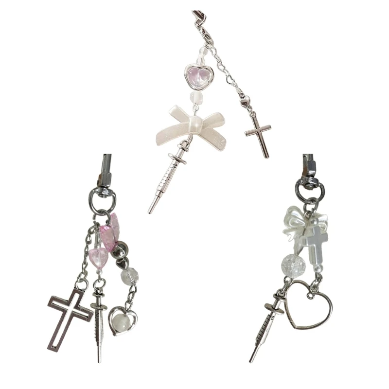 Syringe Heart Pendant Phone Straps Lanyard Y2K Pocket Keychain Strap Dropship