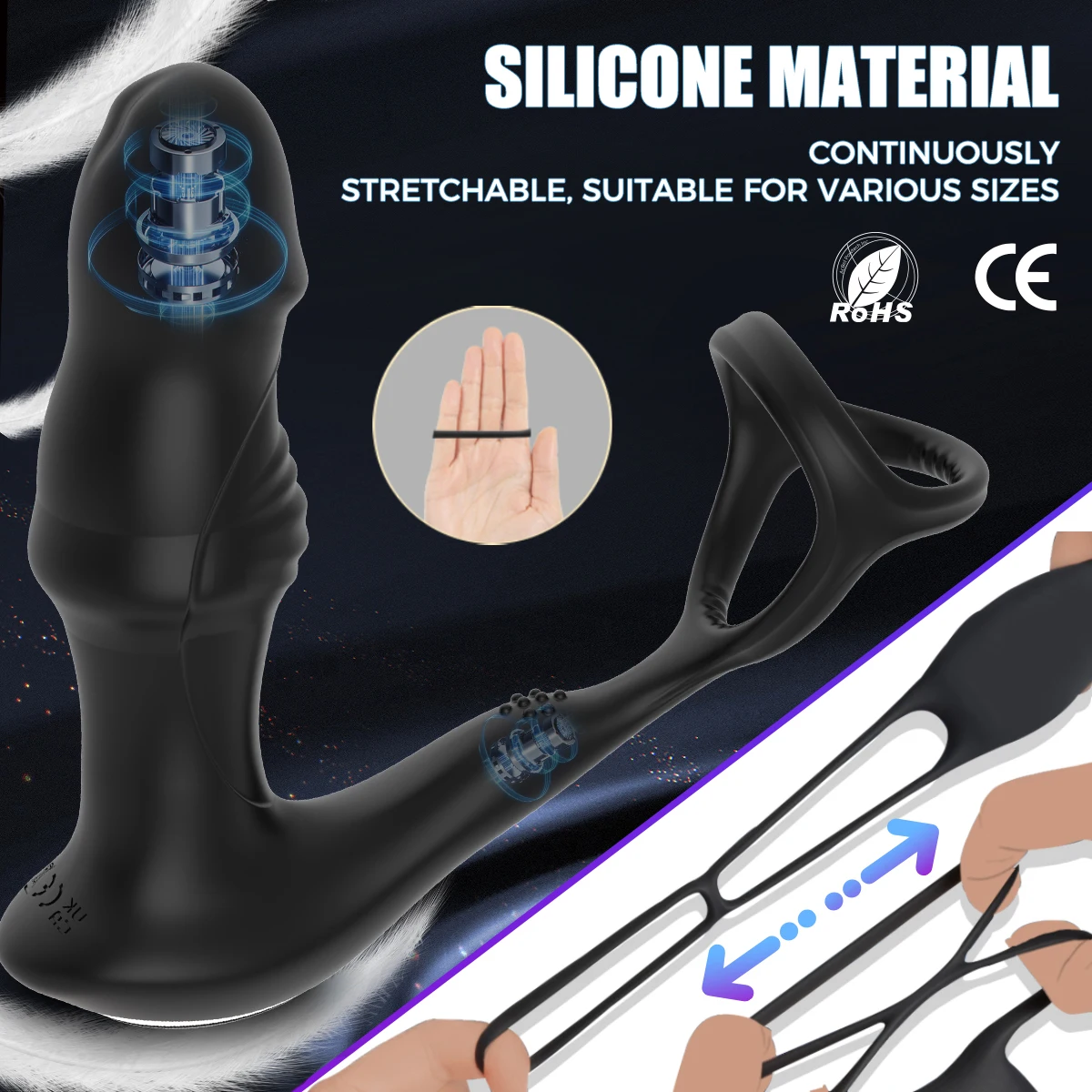 HESEKS Stoß Prostata-Massagegerät Anal Vibrator Butt Plug Hoden Stimulator Verzögerung Ejakulation Cock Ring Homosexuell Sex Spielzeug für Männer