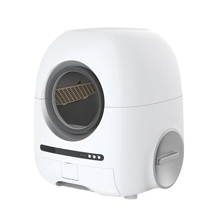 

Smart Automatic Cat Box Quick Self-Cleaning Round Toilet with Remote Control Easy Clean PP Material for Big Cats