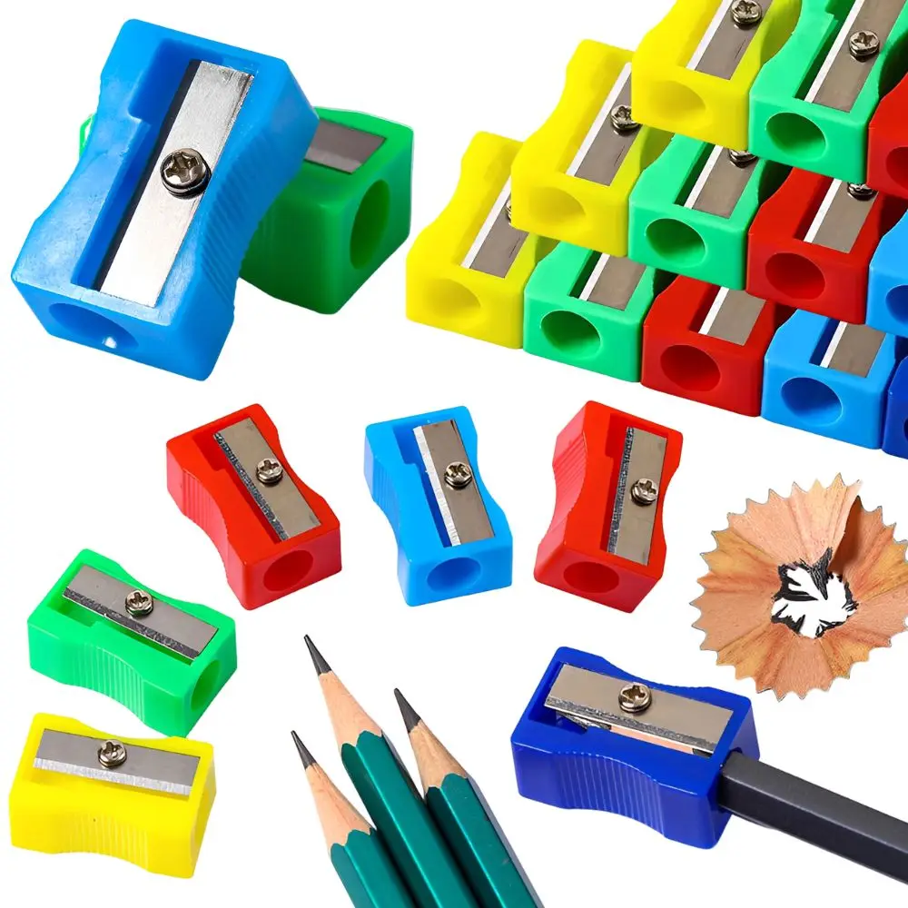 Sacapuntas manuales de plástico, 5/28 Uds., coloridos, de un solo orificio, portátiles para la escuela, oficina, suministros de papelería para estudiantes YMY