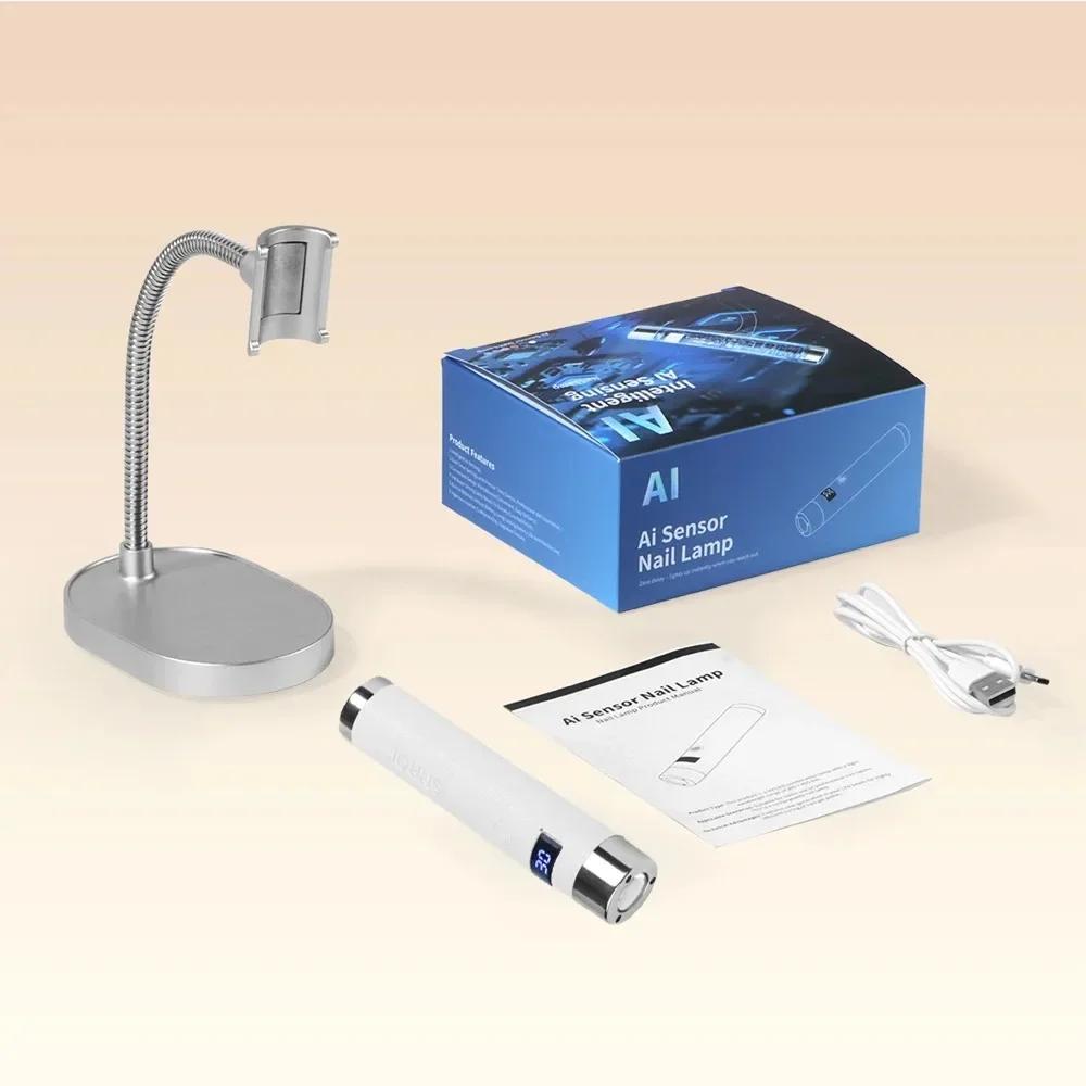 مصباح مجفف صغير للأشعة فوق البنفسجية LED بمستشعر Ai قابل لإعادة الشحن مصباح لاسلكي لسطح المكتب وتجفيف الضوء المحمول أدوات صالون مانيكير