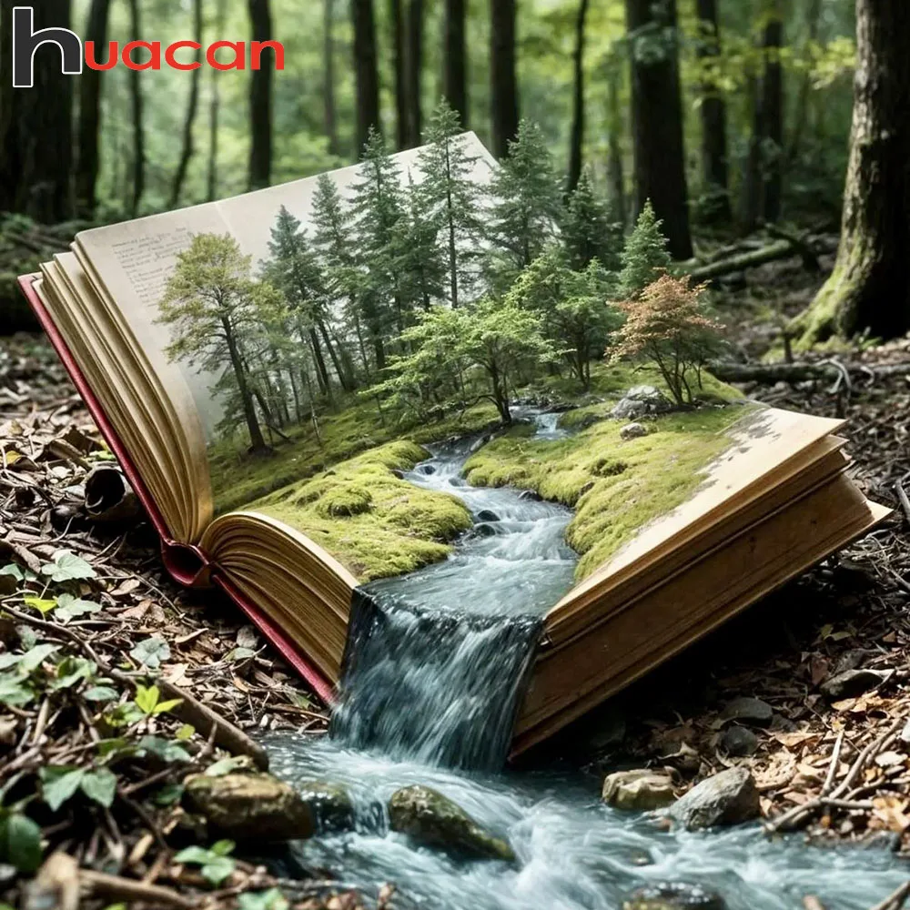 Huacan New Arrivals 2025 Diamond Painting Book River Forest Diamond Embroidery Landscape Full Handmade Gift