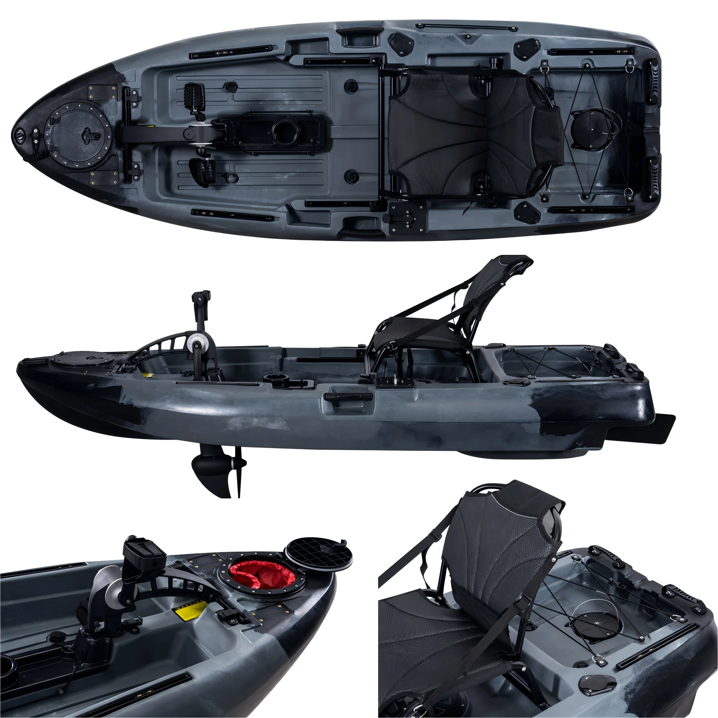 Plastic Fishing Kayak With Pedal Drive Canoe Kayak Fishing Boat Single Seat Sit On Top Pedal Kayak PE 8FT CE Certificate