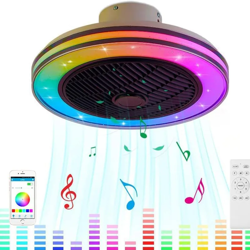 85-265V 50CM RGB-plafondventilator met led-licht Slimme afstandsbediening Kroonluchter Elektrische stille afdichting Fan Lamp voor huisverlichting