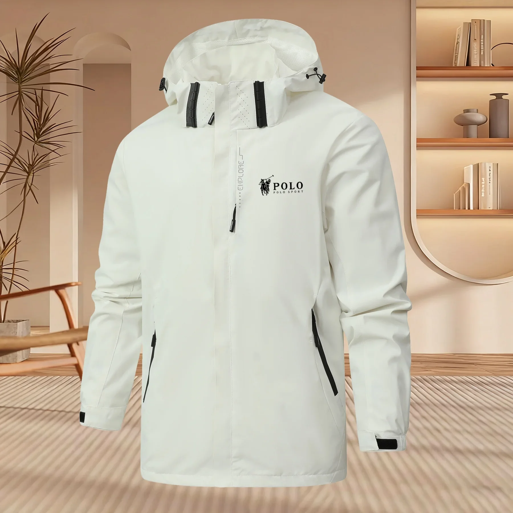 New Spring Autumn Men's New Waterproof Softshell Jacket Outdoor Zip up Hooded Windbreaker Lightweight Hiking Camping Coat