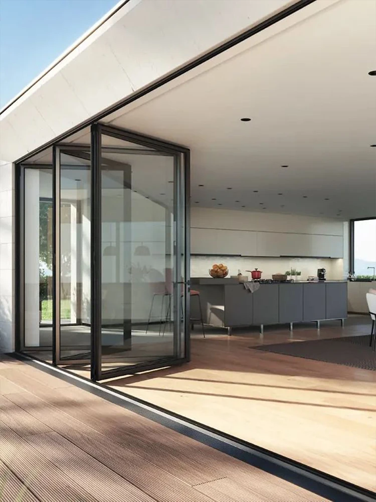 Sixinalu Bi-Fold Door Thermal Break Aluminum Profile Alloy Frame Accordion Door Custom Double-glazed Folding Door Home Decor