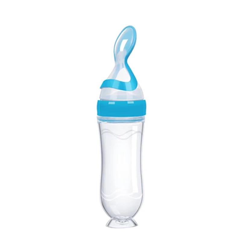 Safe and Practical Silicone Baby Bottle with Spoon Food Supplement Rice Cereal Bottle Squeeze Spoon Milk Feeding Bottle Cup