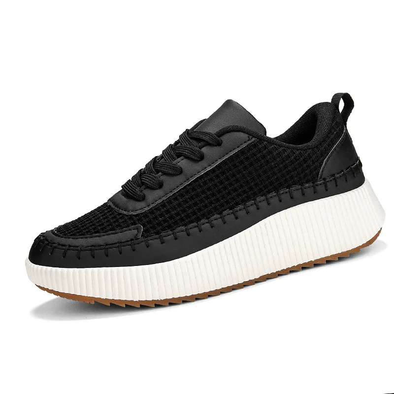 크로스보더 두꺼운 굽 캐주얼 여성 신발 키높이 여성 신발 인기 모델 라운드 토 플랫 힐 고무 밑창