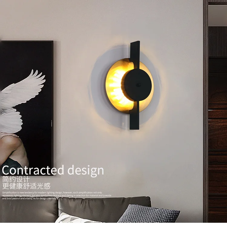 

Round All Copper Minimalist Ambient Light Indoor Stairs Bedroom Aisle Light Luxury LED Wall Light