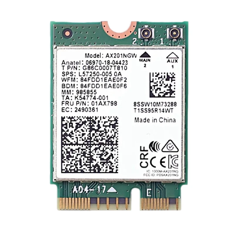 Kartu Wifi Ax201 Ngw dengan antena Wifi 6 3000Mbps M.2 Cnvio2 Bluetooth 5.1 adaptor Wifi untuk Windows10