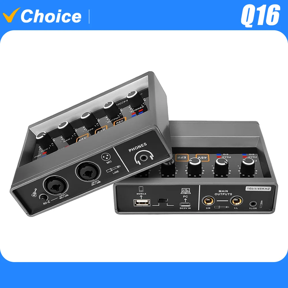 2x2 Computer Professional Recording Audio Interface Touch Model, USB 2.0  48V for Live Streaming, Podcasting, Guitar Interface