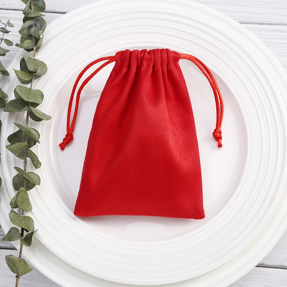 50pcs 7x9cm Light Blue Flannel Drawstring Packing Jewelry Packaging Display Luxury Velvet Suede Pouches Wedding Favors Gift Bags