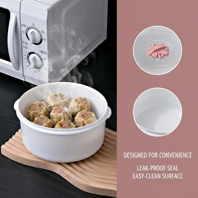 Microwave Rice Cooker & Steamer Box Heated Soup Pot with Lid Food Grade Buns Steaming Container Reusable Kitchen Storage Box