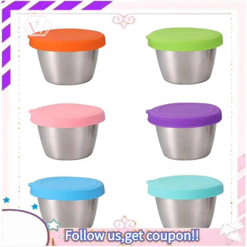 

Y74A-6 Pieces 70Ml Diameter Metal Nesting Bowls Better Breader Shaker Bowl With Colorful Airtight Lids Non-Slip Bottoms