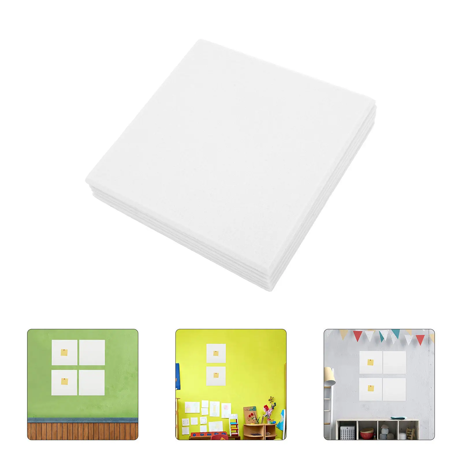 

6Pcs 30x30cm 9Mm Thick White Felt Bulletin Board Set for Kids Art Display Photo Notice Wall Decor Sound Absorbing Acoustic Panel