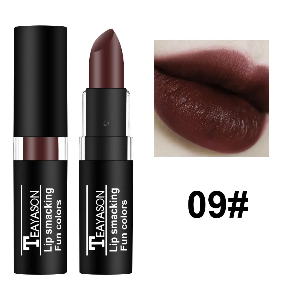 1Pcs Long Lasting Pigment Nude Purple Black Blue Red Green Lipstick Waterproof Velvet Matte Luxury Lips Makeup Cosmetics