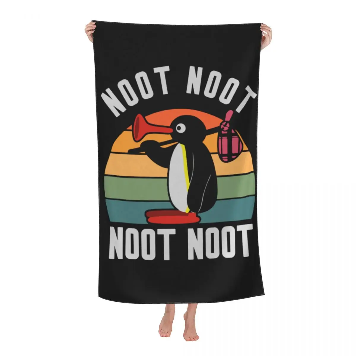 

Noot Pingu Noot Beach Towel Quick Drying Cartoon Soft Linen Microfiber Bathroom Sauna Towels