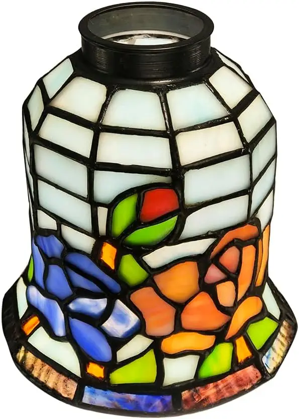 

tiffany stained glass replacement lampshade.Rose flower patten ，Fan lamp replacement lampshade.Suitable for bedrooms,st
