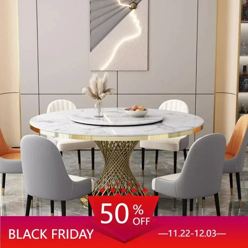 Dining Table Gold Marble Coffee Table Kitchen White Console Living Room Mobile Center Marble Illas Para Comedor Furnitures