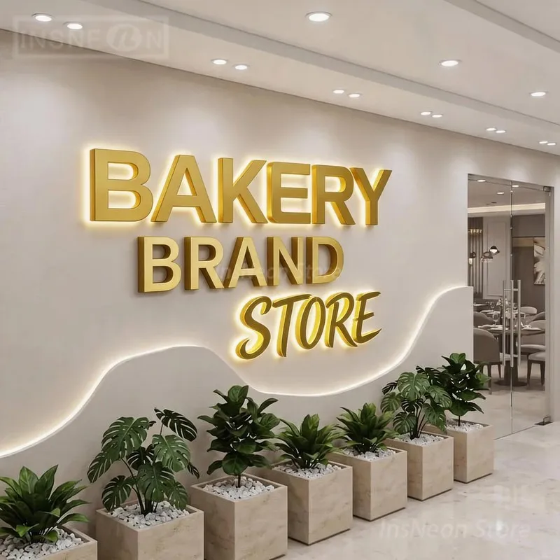 Custom Outdoor 3D LED Neon Sign for Bakery Brand Store, Acrylic Luminous Letters, Business Company Logo Advertising Label