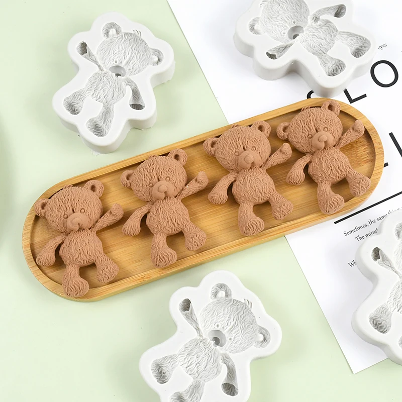 

Cute Bear Shape Silicone Mold Diy Handmade Soap Candle Plaster Cake Tool Baking Mold Birthday Party Wedding Gift Kitchen Supply