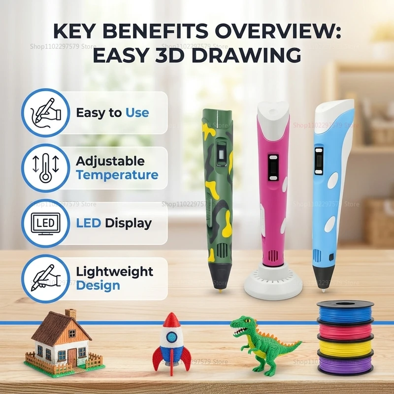 3D Printing Pen for Kids and Adults with 9M PLA Filament High-Temp DIY Art Graffiti Drawing Pen Christmas Birthday Gift SetCraft