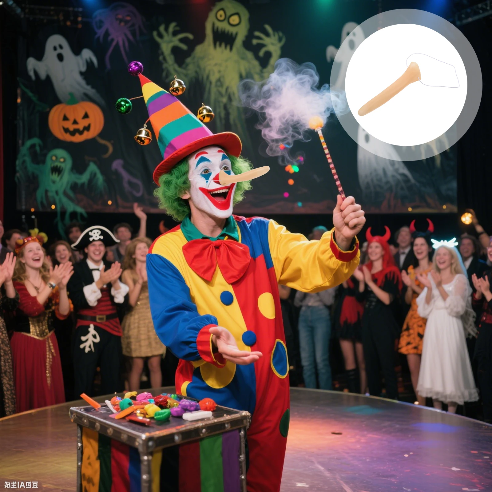 4 個ハロウィンロングノーズパーティー義肢コスチューム小さなピエロポータブル小道具 Pvc 偽子供用