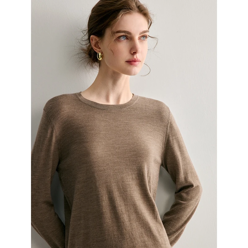 

Элитный женский свитер с круглым вырезом из 100% чистой шерсти, вязаный из пряжи Yangtze, коллекция Весна-Осень, комфортный и модный свитер