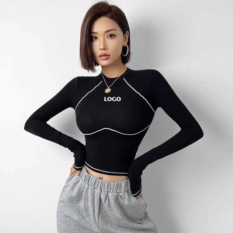 

Customized logo new yoga suit long sleeved slim fit fitness women's T-shirt tight fitting quick drying sports top Pilates Run