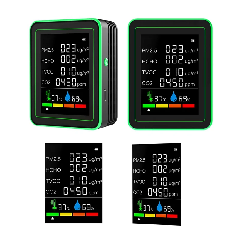 ที่ดีที่สุด-รวมสมาร์ท Wifi Air Quality Sensor Guard มัลติฟังก์ชั่น CO2/TVOC/HCHO/PM2.5/ อุณหภูมิ/ความชื้น