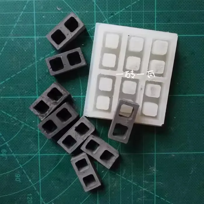Miniature model building 1:10 1:12  DIY House Building Making Material Hollow Brick Mould house Silica Gel bricks resin mold