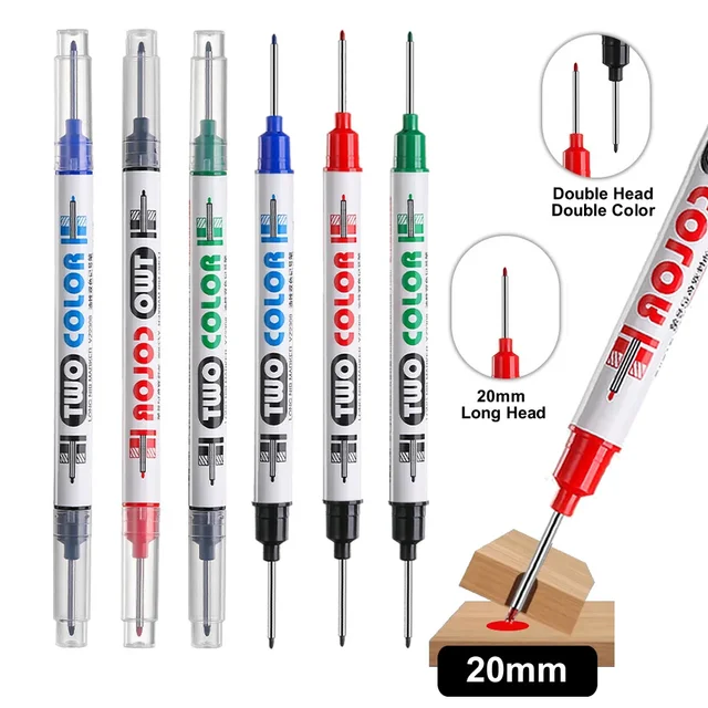 20mm Double-Tip-Colors Deep Hole Long Head Nib Markers For Metal Pen Waterproof Bathroom Woodworking Decoration Multi-Purpose