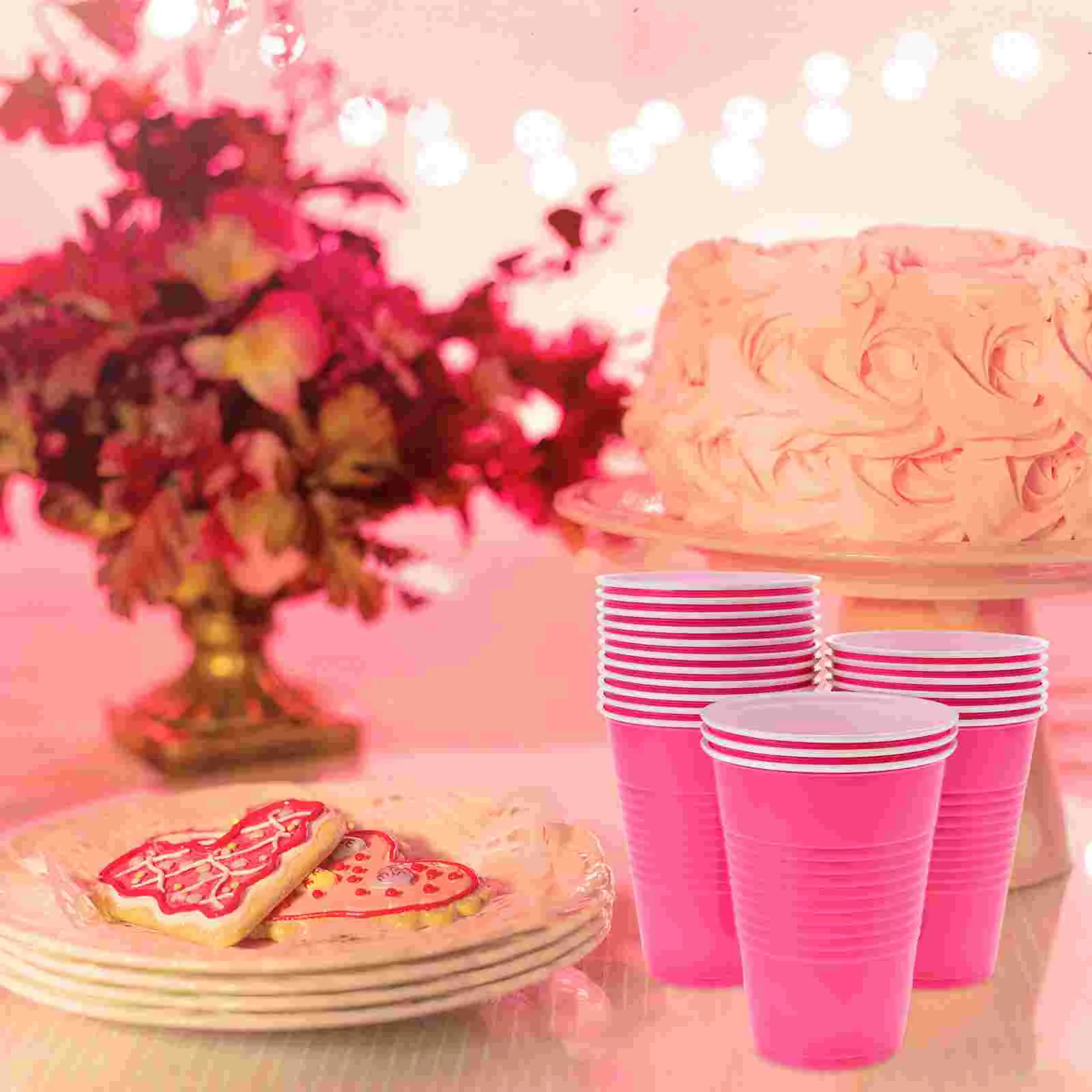 20 Pcs Disposable Party Cup Birthday Decoration (rose Red 16oz Plastic 20pcs) Decorative Cups Decorate Small Wedding