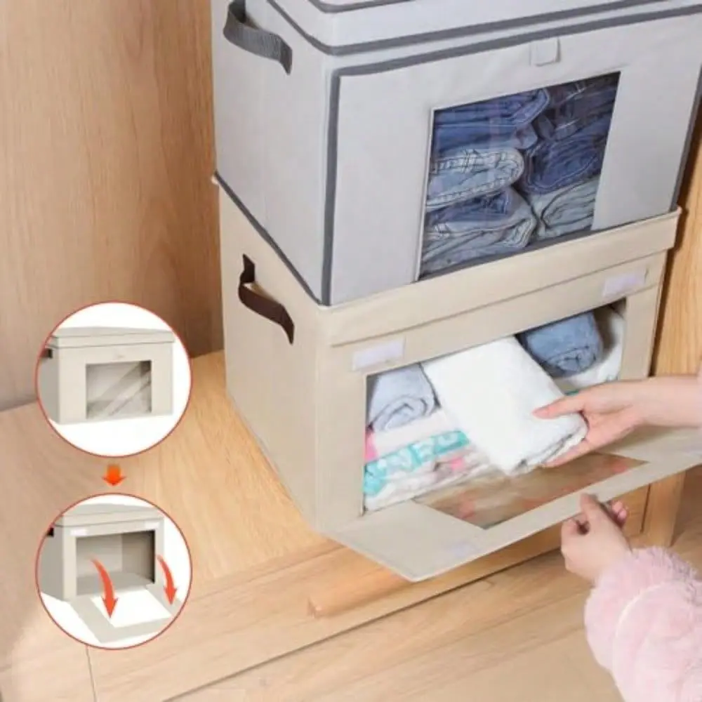

Bins With Lids Large Closet Organizers And Storage With Handles And Window Foldable Fabric Storage Cubes With Lids For Home Clo