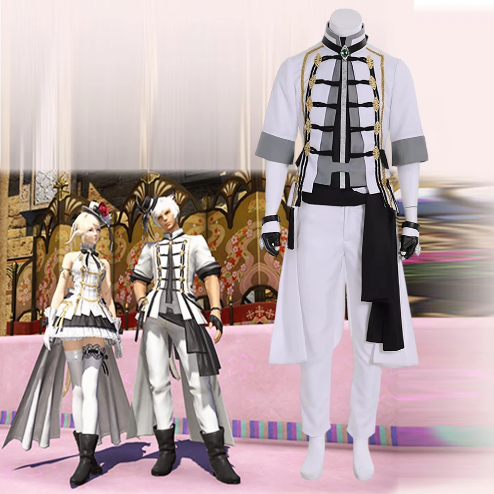 

Game FF14 Cosplay Little Ladies Day Costume For Men White Royal Seneschal Uniform Suit Halloween Party Christmas Carnival Outfit
