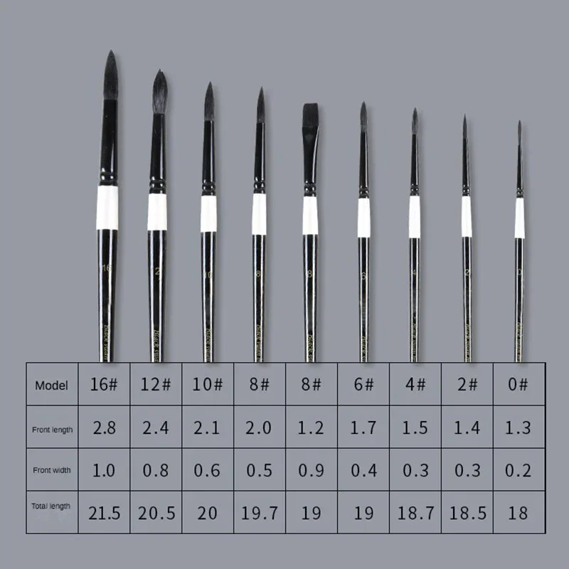 Black Swan Watercolor Paintbrush Complete Set of Professional Imitation Gray Mouse Hair Animal Brush Pointed Drawing Line Pen