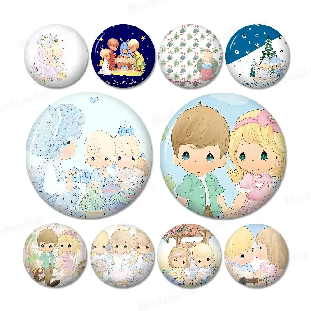 Precious Moments Cute Cartoon Brooches Anime Badge Round Handmade Brooch Lapel Pins Jewelry for Backpack Clothes Gifts