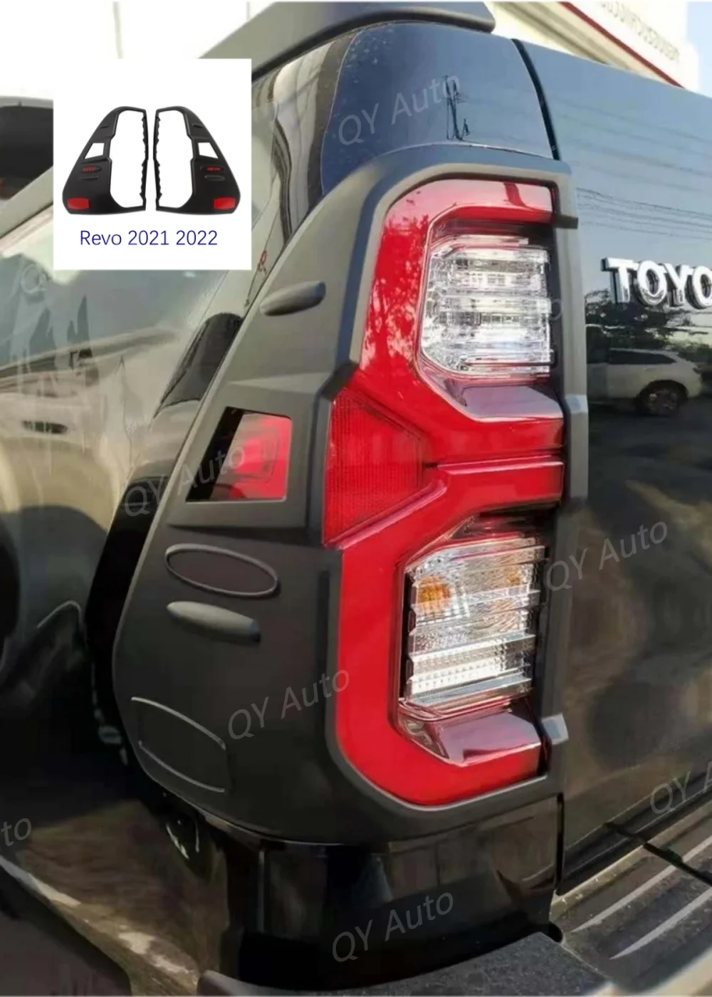 Matte ABS Rear Lamp Cover For Toyota Hilux 2021-2022 Decoration Protection Matte Black Cover