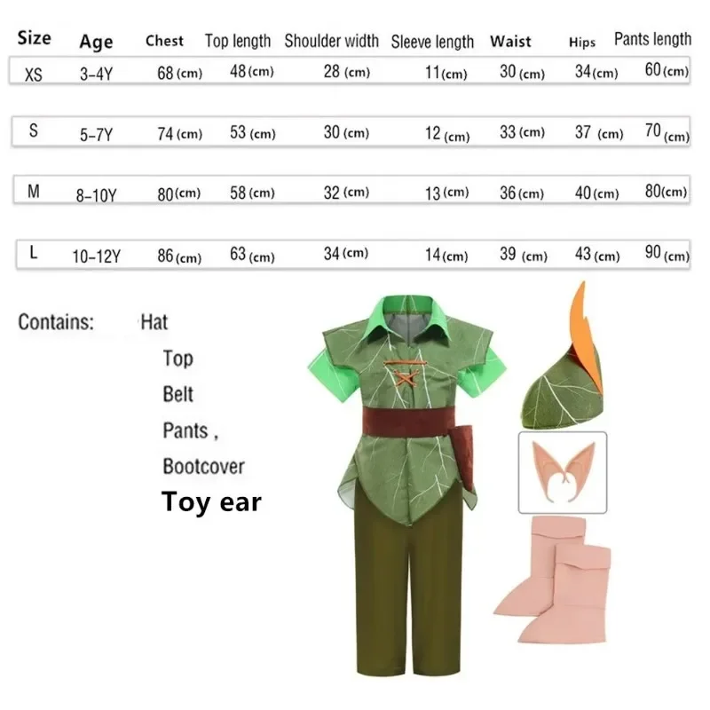 Boys Peter Pan Kids Elf Cosplay Costume Carnival Party COS Tshirt pants Suit girls Tinkerbell Dress Superhero Halloween Costumes