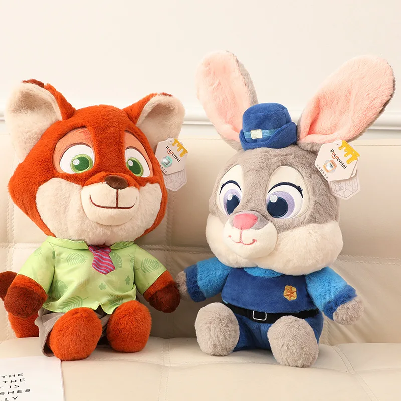 

38cm Zootopia Plush Doll Toy Disney Judy Nick Lightning Happy Series Pillow Office Learning Accompany Ornaments Holiday Gifts