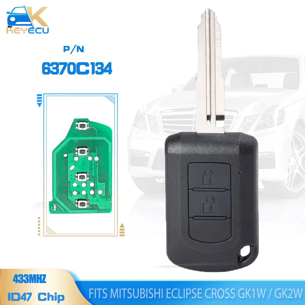 

KEYECU P/N: 6370C134 434MHz ID47 Remote Head key Fob 2 Button for MITSUBISHI ECLIPSE CROSS GK1W / GK2W /GK9W 2017.10.1-2020.12.3