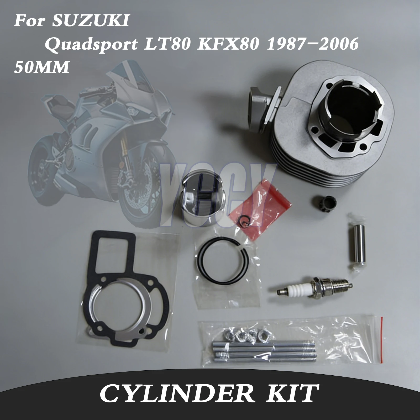 52MM PIN 12MM 11210-40B01 Motorcycle Engine Cylinder Kit Piston Rings Gasket For SUZUKI Quadsport LT80 KFX80 LT 80 KFX 1987-2006