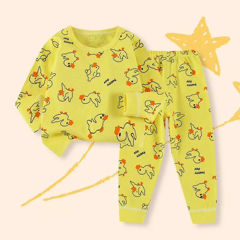 Kids Cotton Underwear Set 1-6 Years Spring Autumn Girls Cartoon Print Long-sleeved T-shirt & Pants 2-Piece Boys Casual Clothing view 2
