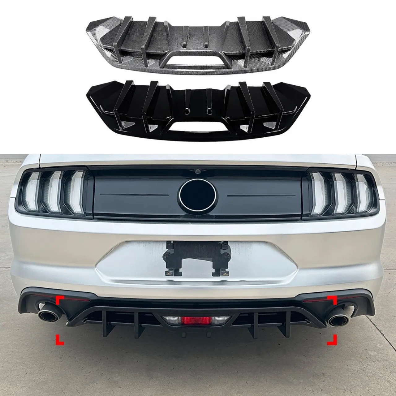 

For Ford Mustang MK6.5 2018-2023 Gloss Black rear lip diffuser tail spoiler modification