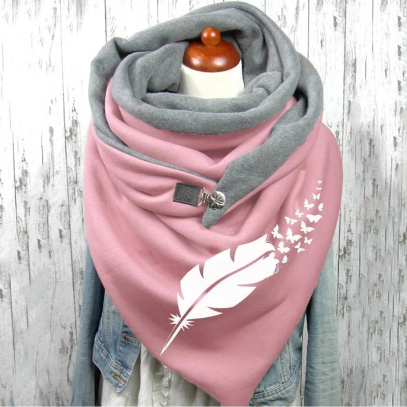 Colorful Feather Clip Style Scarf 3D All Over Printed Scarf and Shawl Warm for Women