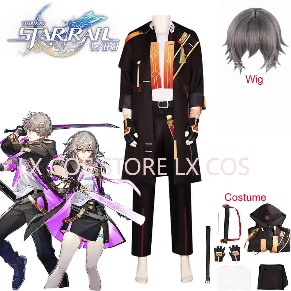 Protagonist Trailblazer Cosplay Game Honkai Star Rail Costume Wigs Anime Men Uniform Suit Halloween Party Masquerade Costume Set