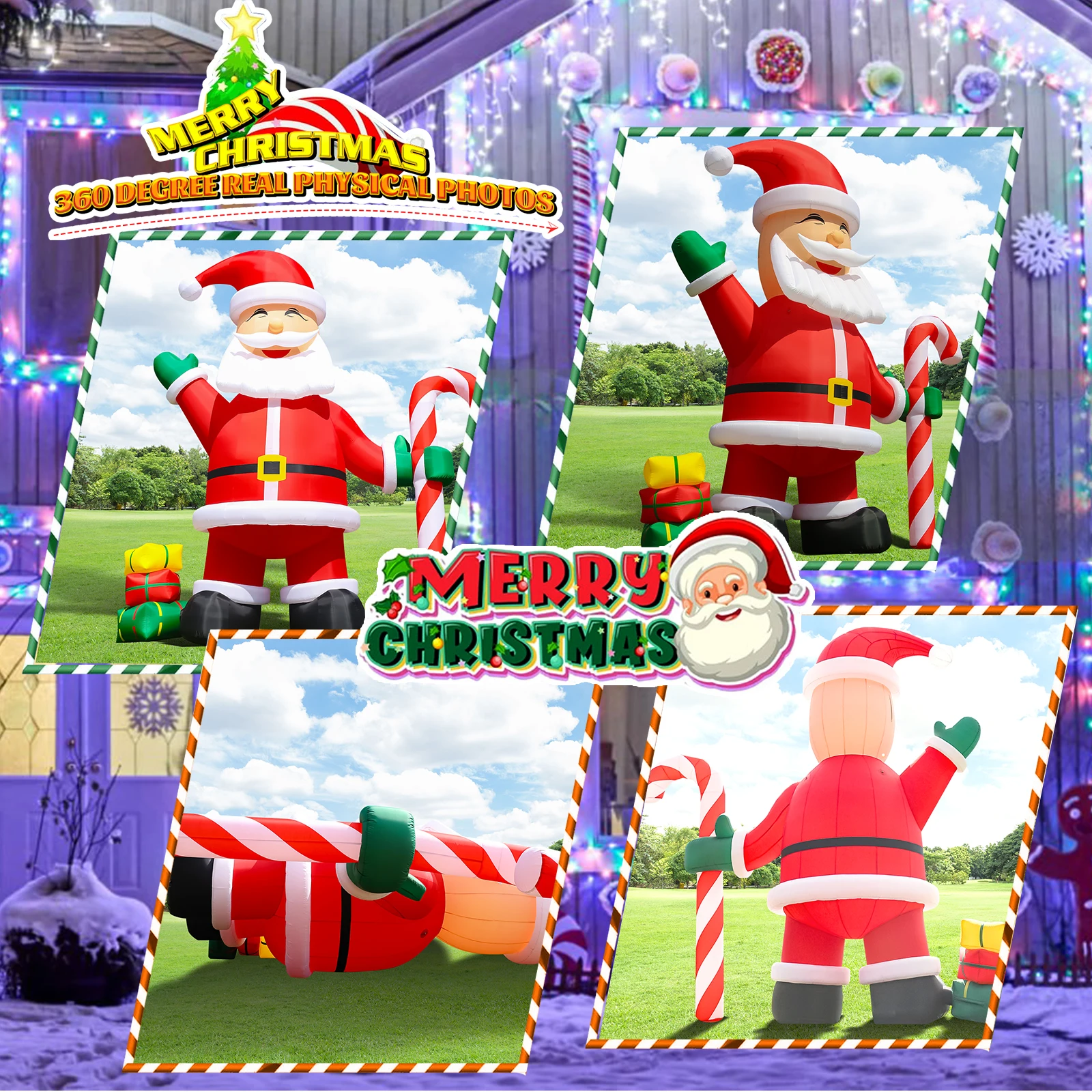 Giant Inflatable Santa Claus Christmas Inflatable Outdoor Decoration For Party Xmas Decorations Inflatable With Accessories