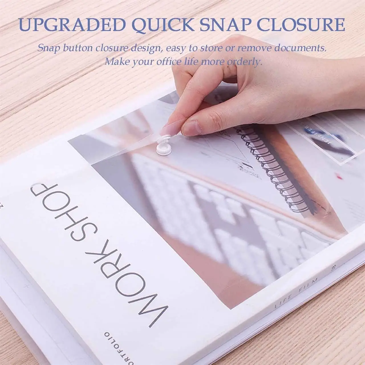 10 Pack Plastic Envelopes with Snap Closure, A4 File Document Envelope Large Clear Poly Envelopes Plastic Folders with Closure